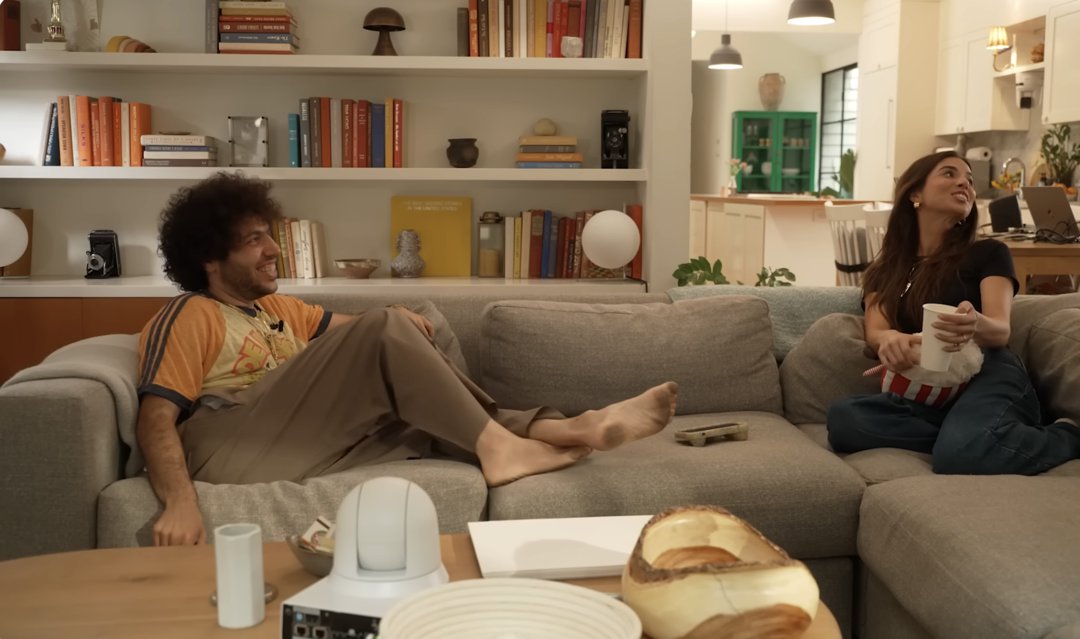 Benny Blanco is barefoot on the podcast. | Source: YouTube/FriendsKeepSecrets