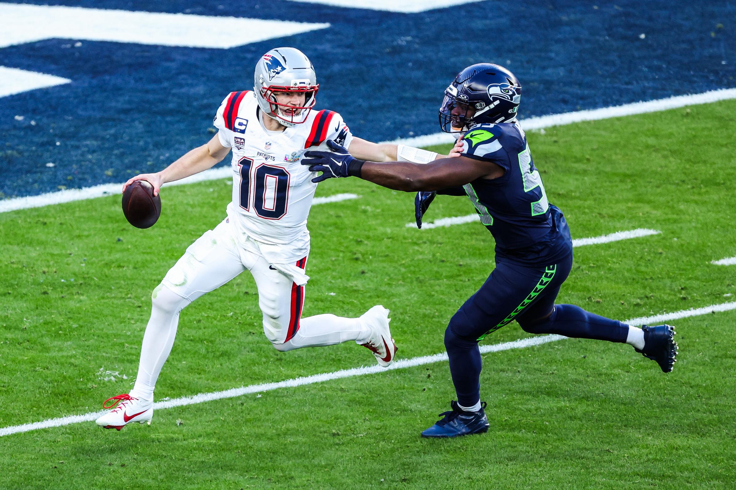 Drake Maye during Super Bowl LX at Levi's Stadium on February 8, 2026, in Santa Clara, California | Source: Getty Images