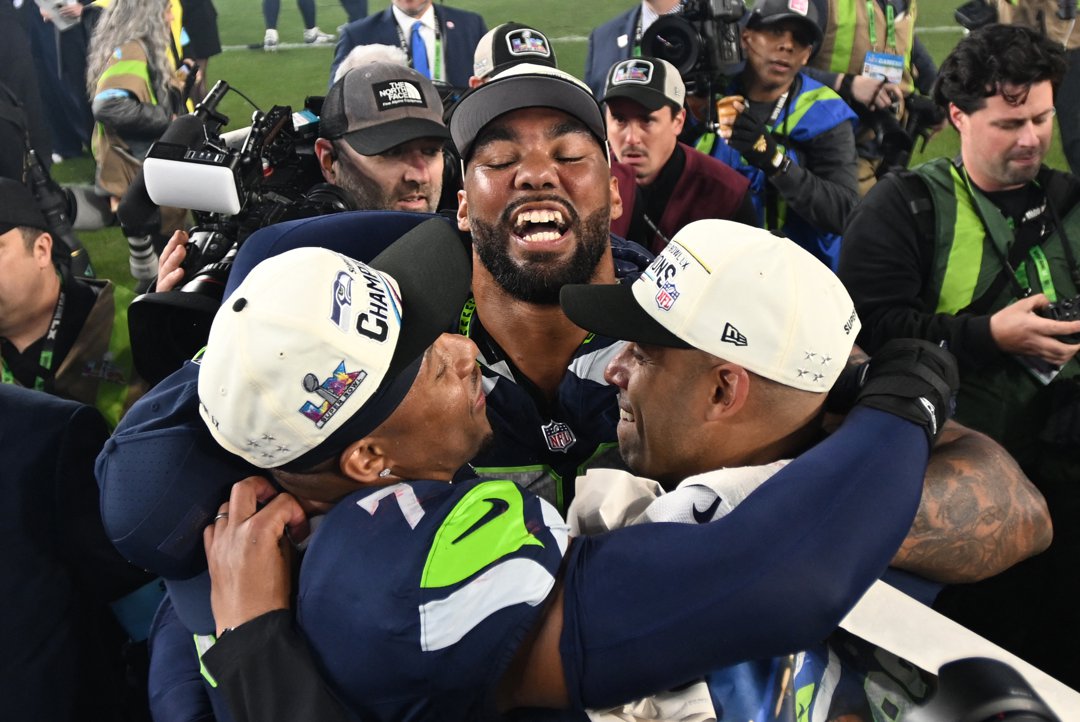 Leonard Williams celebrates on the field after the Seattle Seahawks defeated the New England Patriots during Super Bowl LX at Levi's Stadium on February 8, 2026, in Santa Clara, California | Source: Getty Images