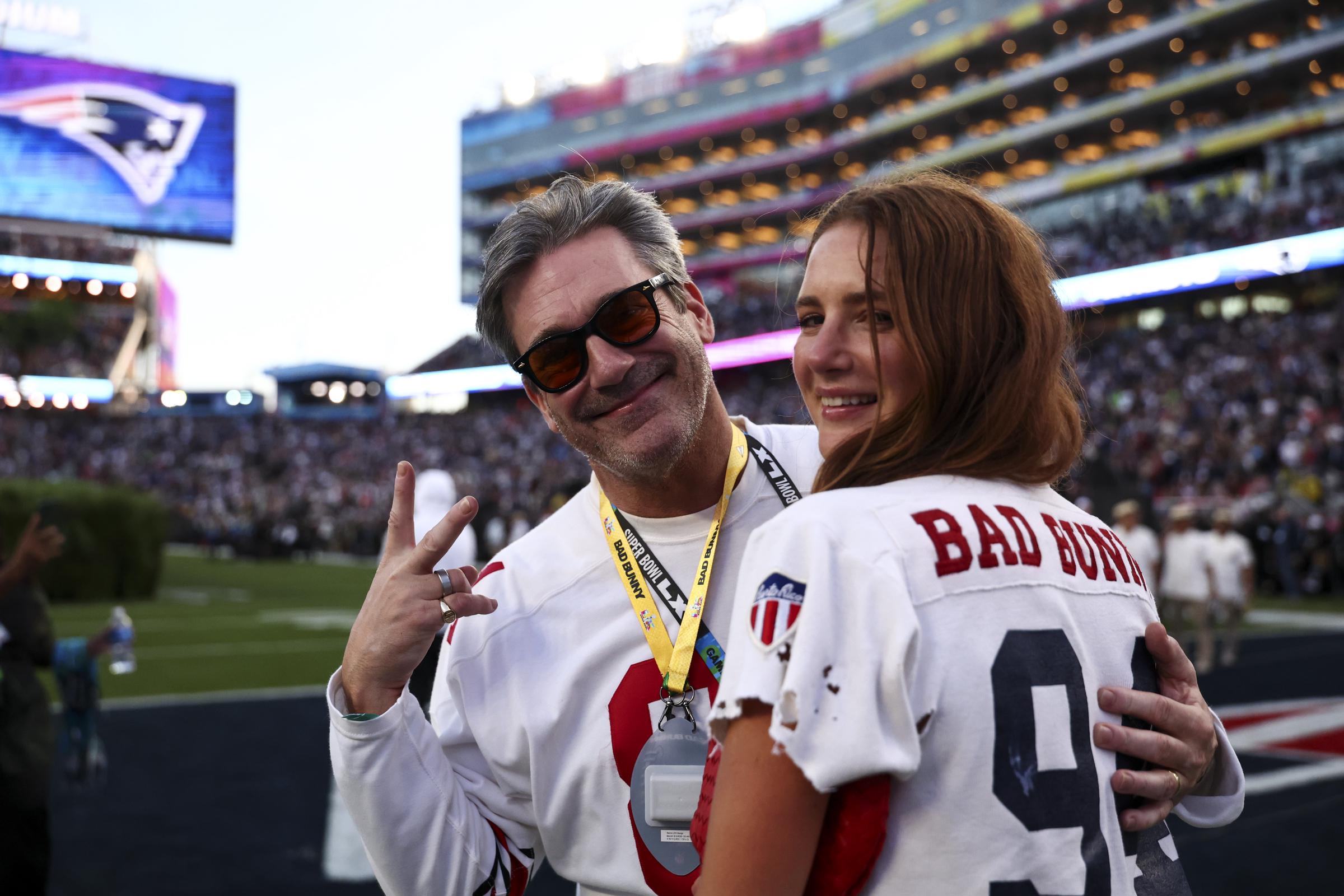 Jon Hamm on the sideline before the Apple Music Super Bowl LX Halftime Show at Levi's Stadium on February 8, 2026, in Santa Clara, California | Source: Getty Images
