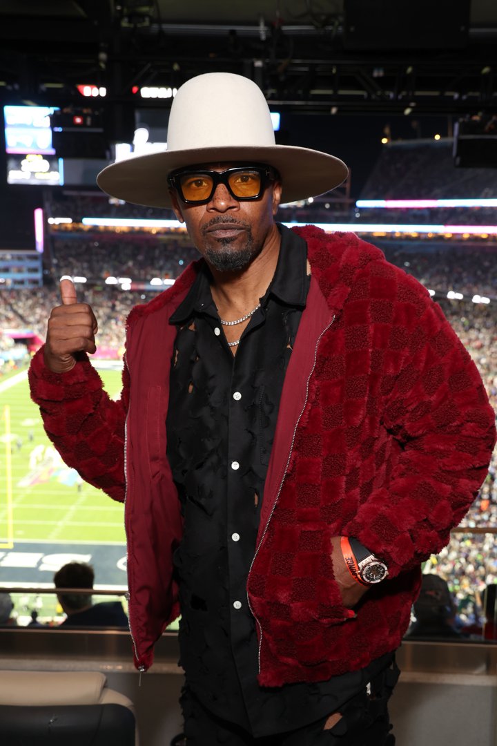 Jamie Foxx attends as Raising Cane's owner and founder Todd Graves hosts celebrity friends for Super Bowl LX at Levi's Stadium on February 8, 2026, in Santa Clara, California | Source: Getty Images