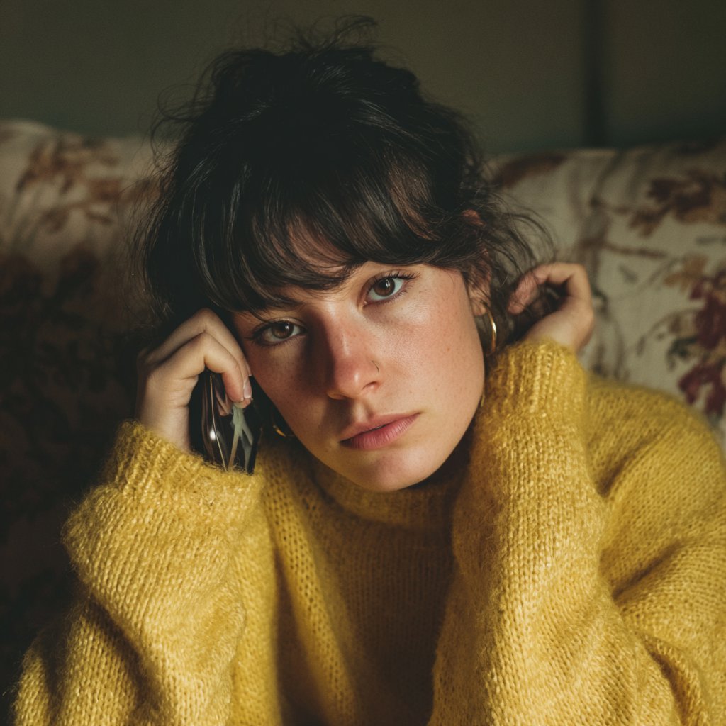 A woman holding a cell phone | Source: Midjourney