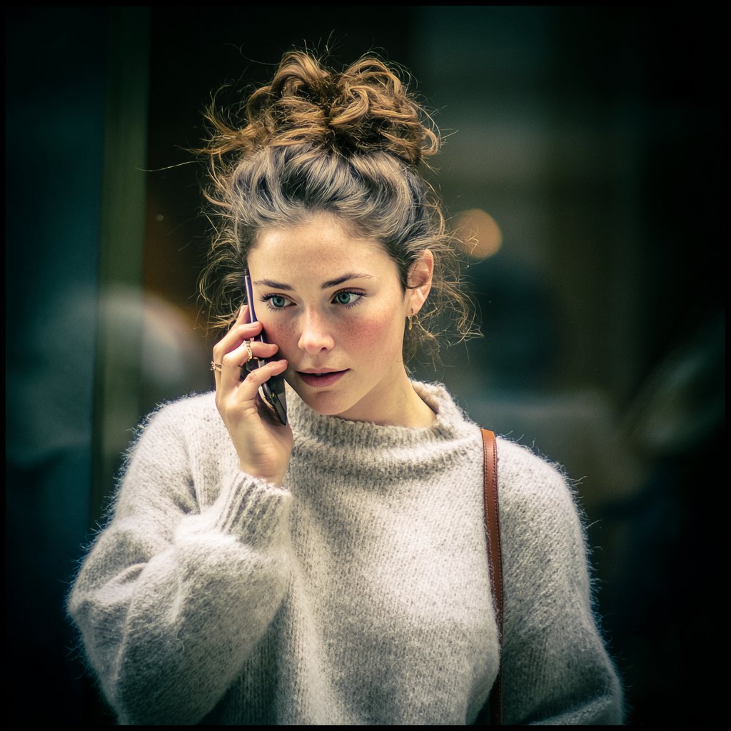 A woman talking on a cell phone | Source: Midjourney