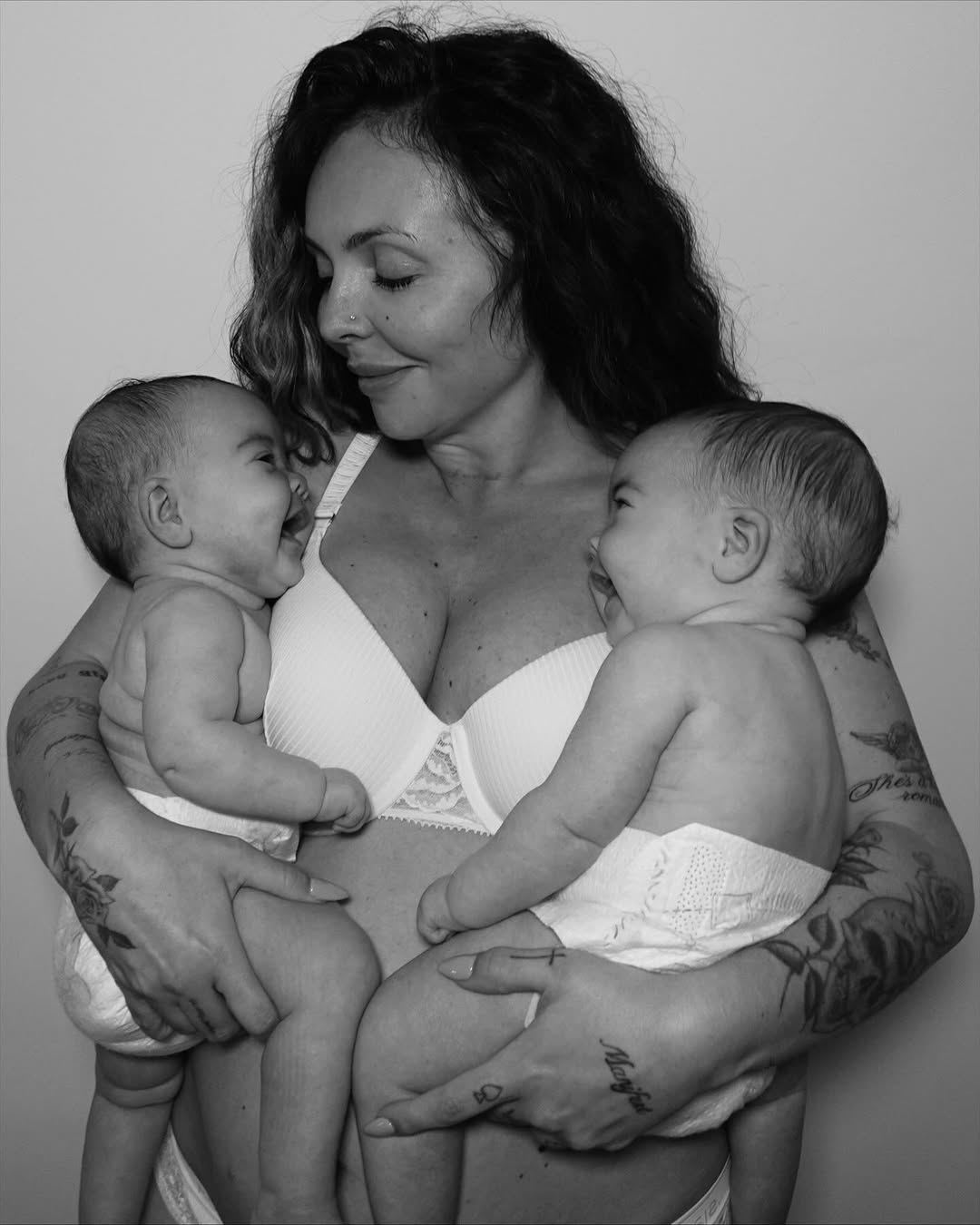 Jesy Nelson and her twin daughters in a photo shared on 13 October 2025. | Source: Instagram/jesynelson
