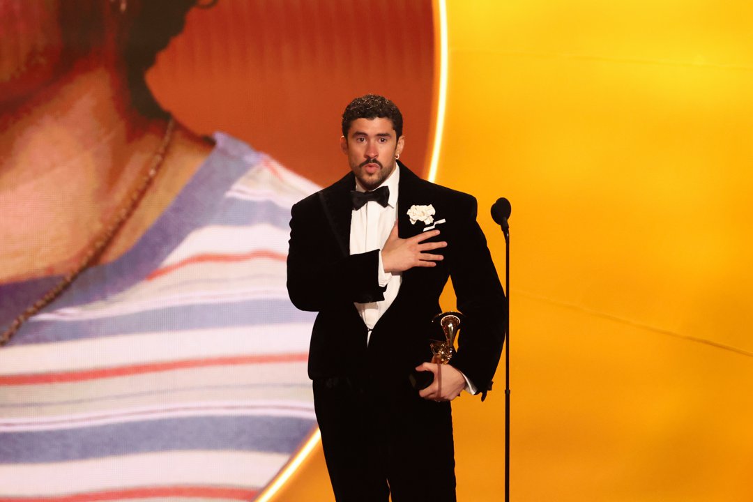 Bad Bunny attends the 68th Annual Grammy Awards at Crypto.com Arena on February 1, 2026, in Los Angeles | Source: Getty Images