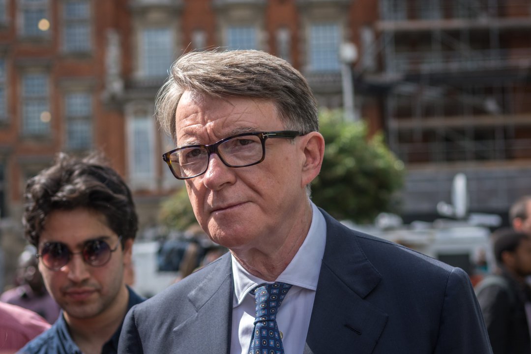 Lord Peter Mandelson being interviewed by the media near the Houses of Parliament in London, England, on June 24, 2016. | Source: Getty Images