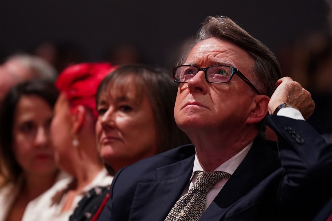 Lord Peter Mandelson during Day 2 of the Labour Party conference on October 9, 2023, in Liverpool, England. | Source: Getty Images