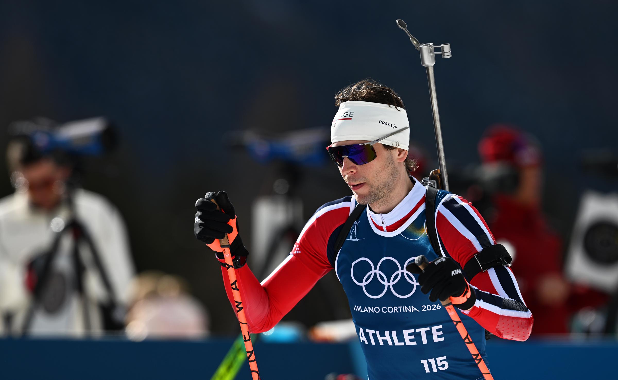Sturla Holm L&aelig;greid during shooting training at the shooting range during the Milano Cortina 2026 Winter Olympic Games on February 12. | Source: Getty Images