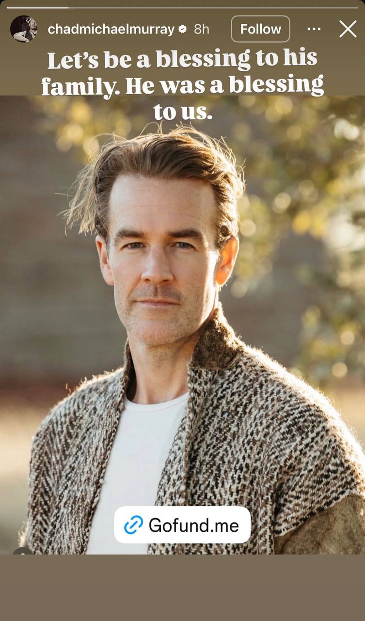 Chad Michael Murray's tribute to James Van Der Beek via his Instagram Story, posted on February 12, 2026. | Source: Instagram/chadmichaelmurray