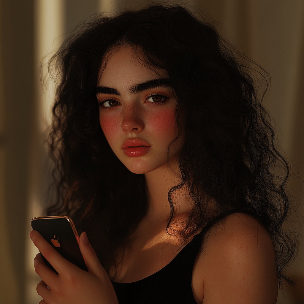 A woman holding a smartphone | Source: Midjourney