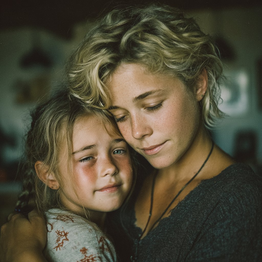 A mother comforting her daughter | Source: Midjourney