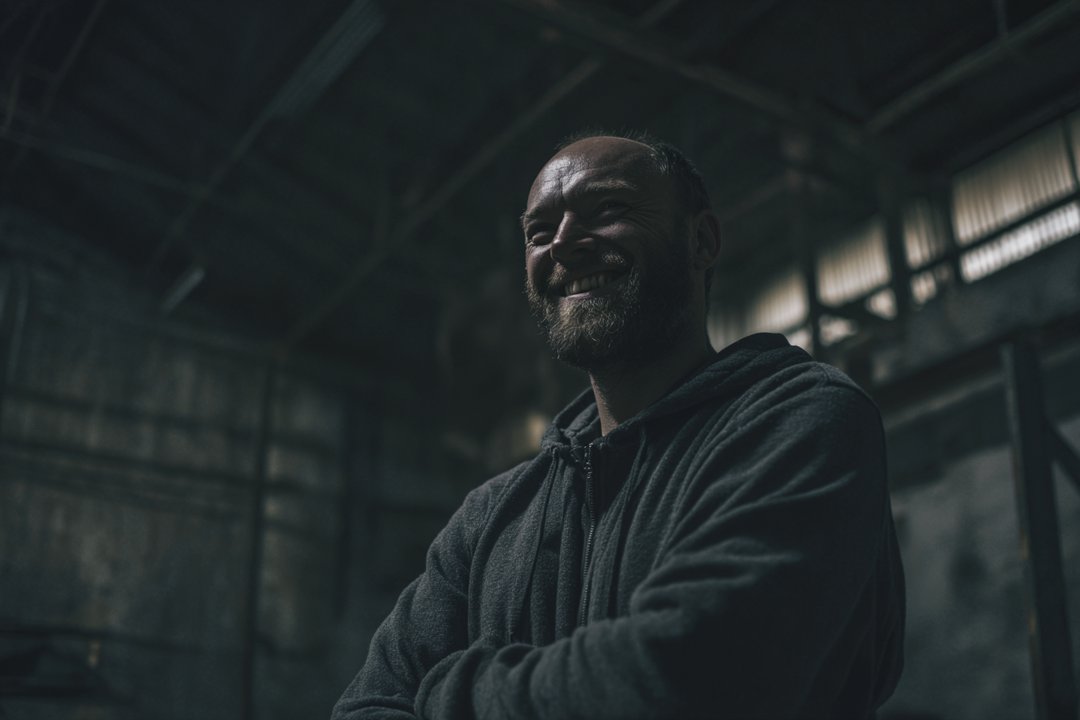 A man standing in a warehouse | Source: Midjourney