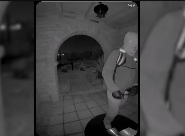 A masked individual on Nancy Guthrie's front porch, from a video dated February 10, 2026 | Source: YouTube/USA Today