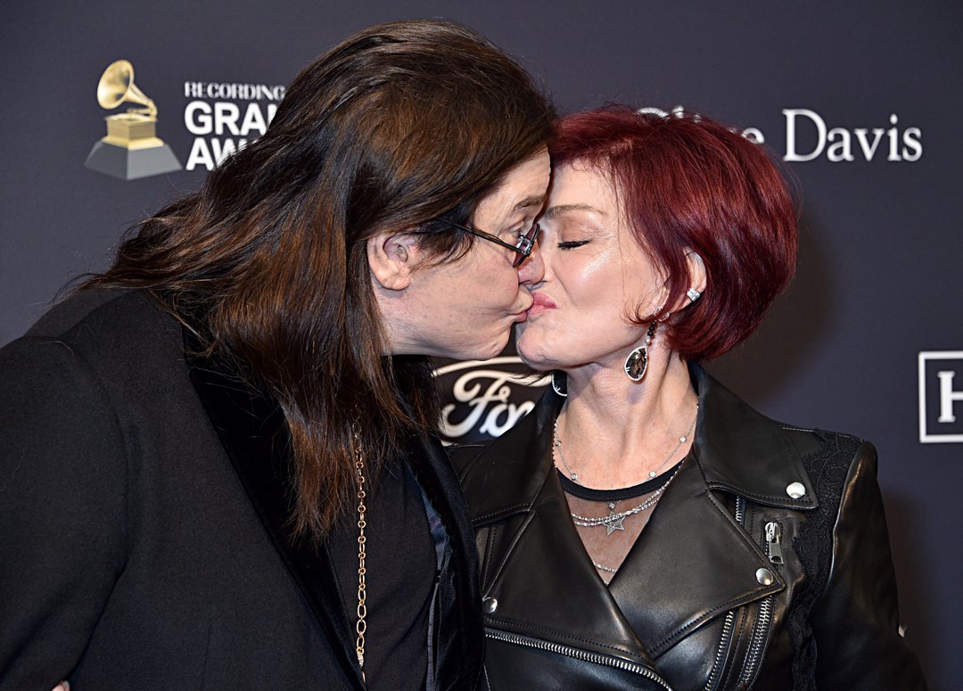 Ozzy and Sharon Osbourne shared a kiss at the Pre-Grammy Gala and Grammy Salute to Industry Icons honouring Sean 