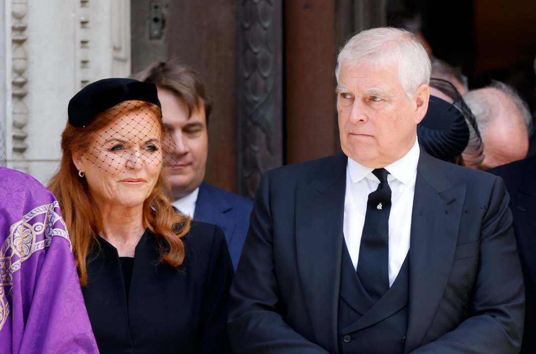 Sarah Ferguson and Andrew Mountbatten-Windsor at Katharine, Duchess of Kent's Requiem Mass service at Westminster Cathedral on September 16, 2025, in London, England. | Source: Getty Images