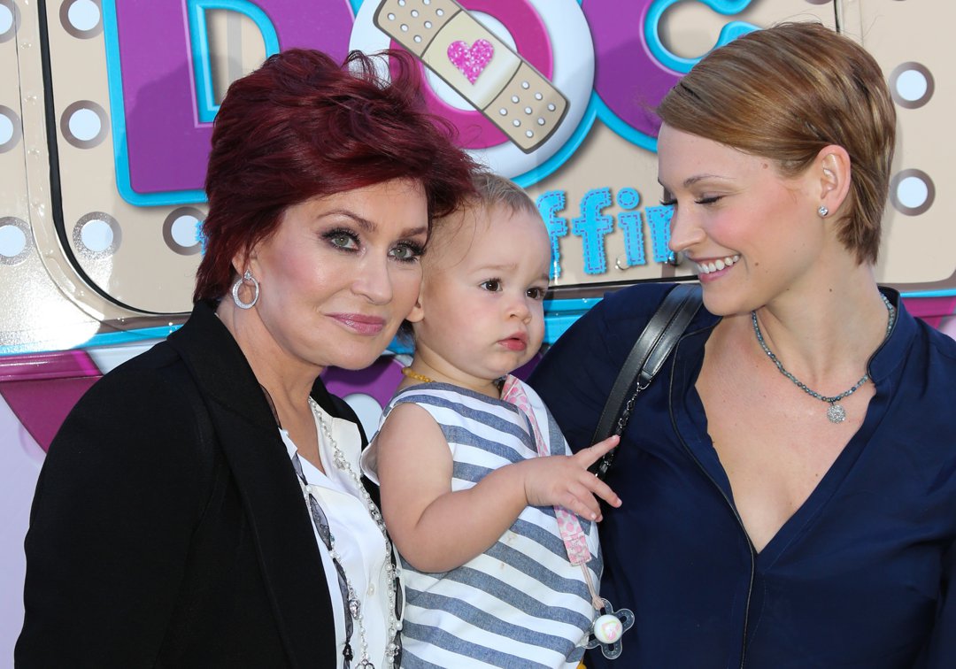 Sharon Osbourne, granddaughter Pearl and daughter-in-law Lisa Stelly attend Disneys Juniour's 