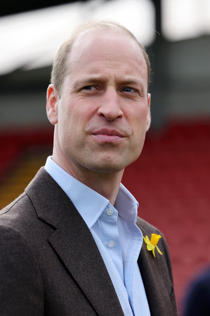 Prince William, Prince of Wales on the pitch at the Racecourse Ground after his visit to The Turf Pub, near Wrexham AFC, as he marks St. David's Day on 1 March 2024 in Wrexham, Wales. | Source: Getty Images