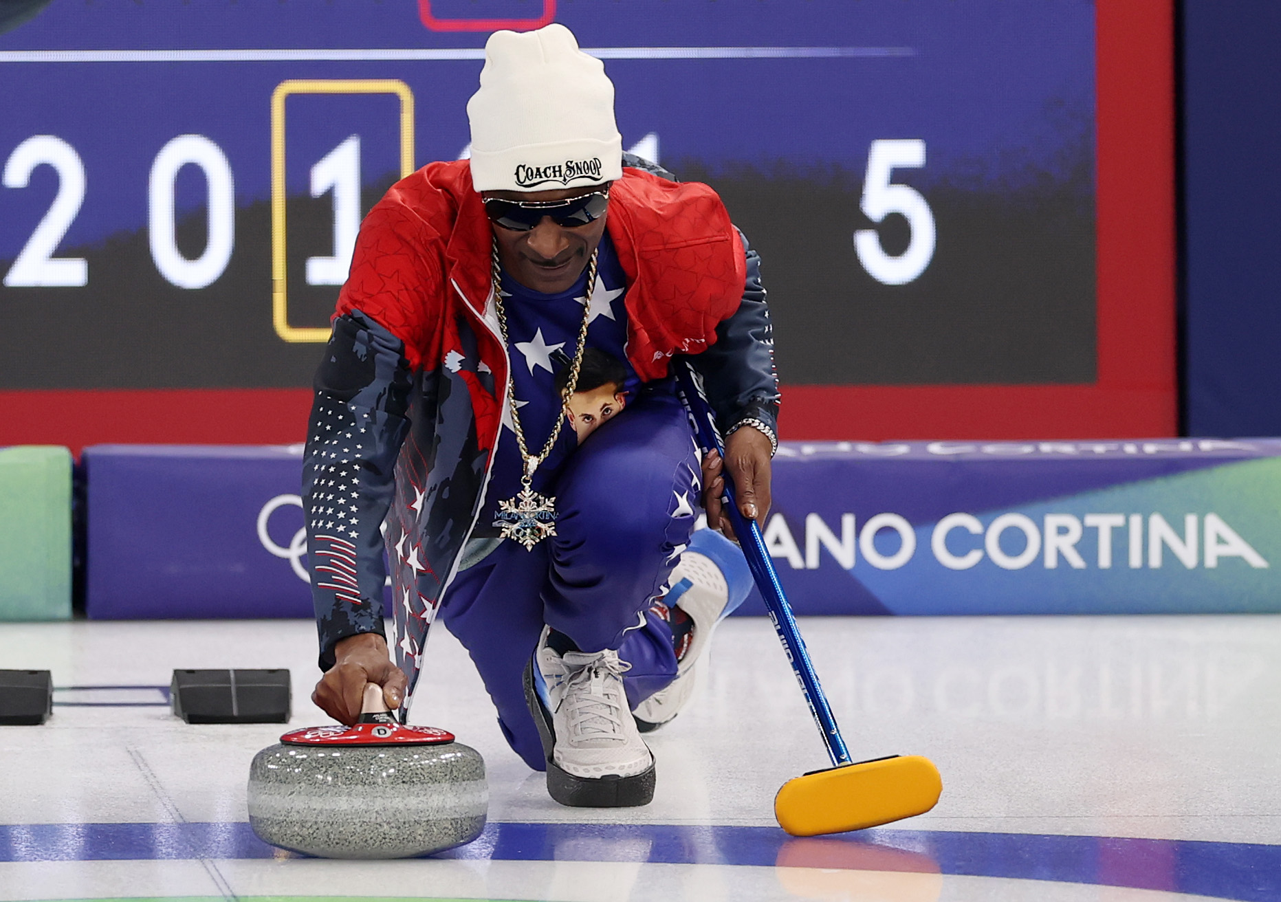 Snoop Dogg is seen after the  match between Team United States and Team Canada on day zero of the Milano Cortina 2026 Winter Olympic games | Source: Getty Images