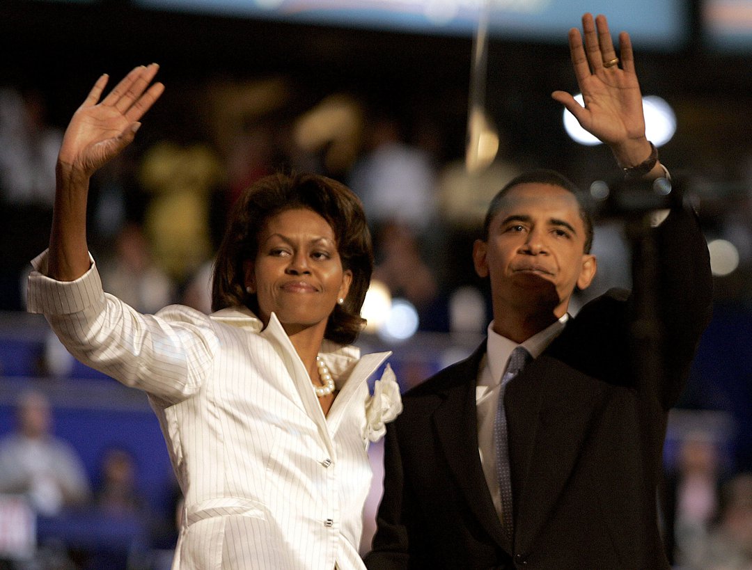 Barack and Michelle Obama during the Democratic National Convention at the Fleet Center in Boston, Massachusetts on July 27, 2004. | Source: Getty Images