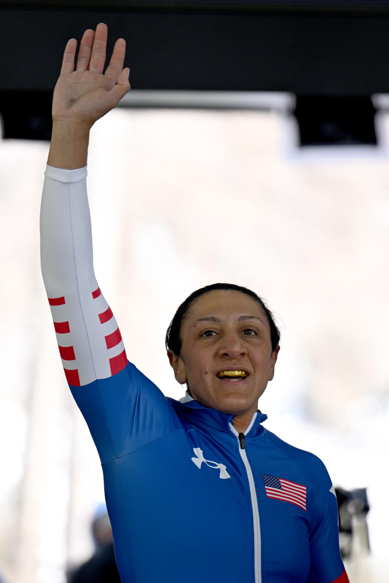 Elana Meyers Taylor competes in the women's monobob at the 2026 Winter Olympics in Cortina d'Ampezzo, Italy | Source: Getty Images
