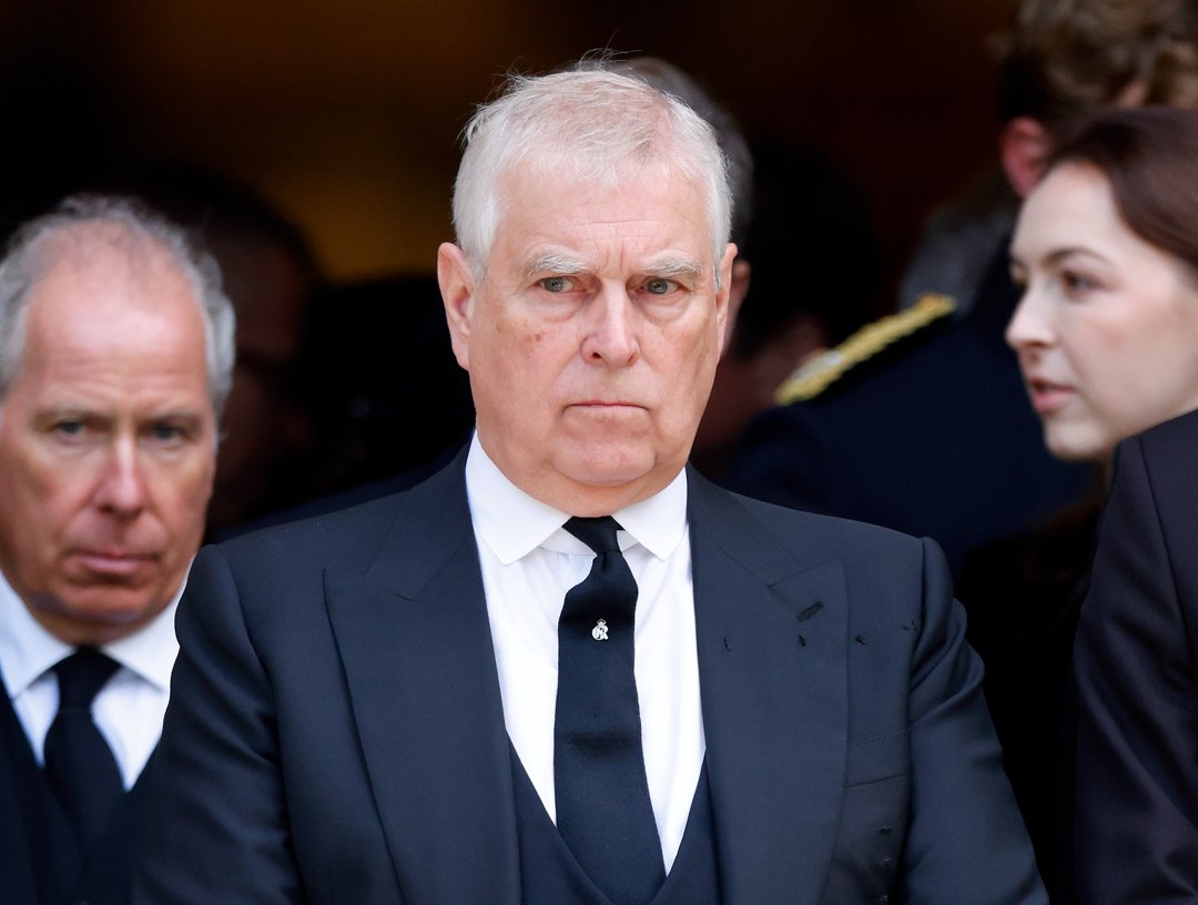 Prince Andrew, Duke of York attends Katharine, Duchess of Kent's Requiem Mass service at Westminster Cathedral on 16 September 2025 in London, England. | Source: Getty Images