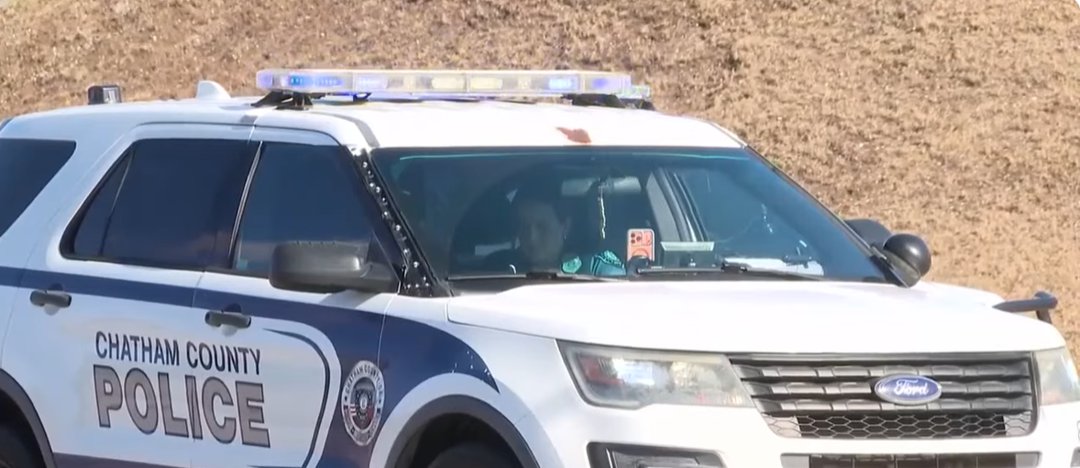 A Chatham County Police Car parked on the street, from a post dated  February 18, 2026. | Source: YouTube/WJCLNews
