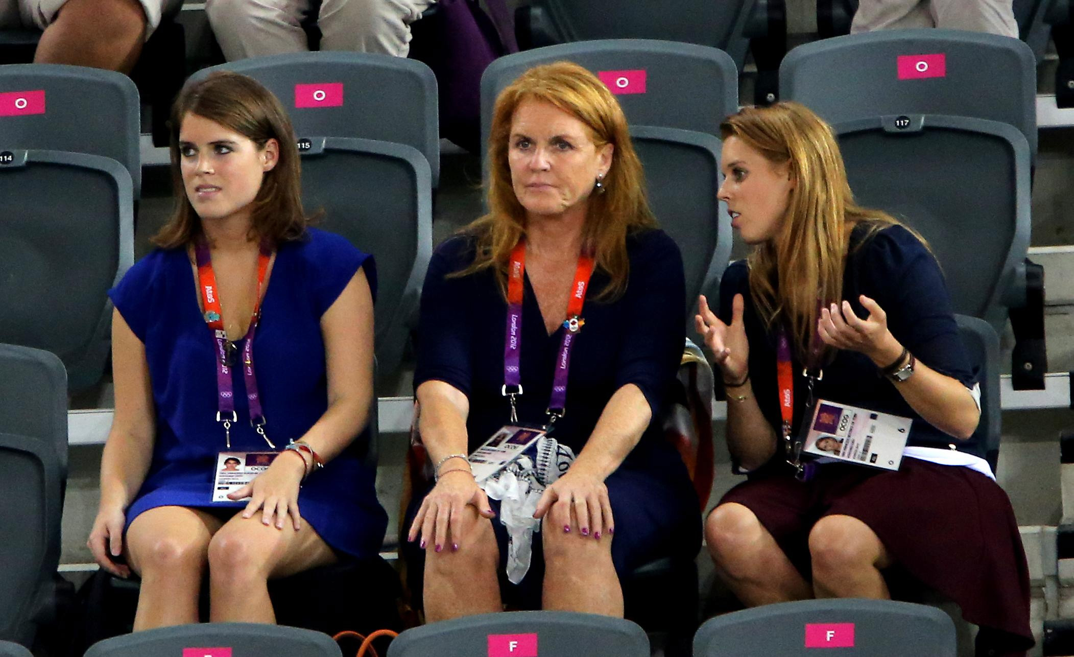 Princess Eugenie, Sarah Ferguson, and Princess Beatrice during Day 11 of the Olympic Games on July 8, 2012, in London, England. | Source: Getty Images