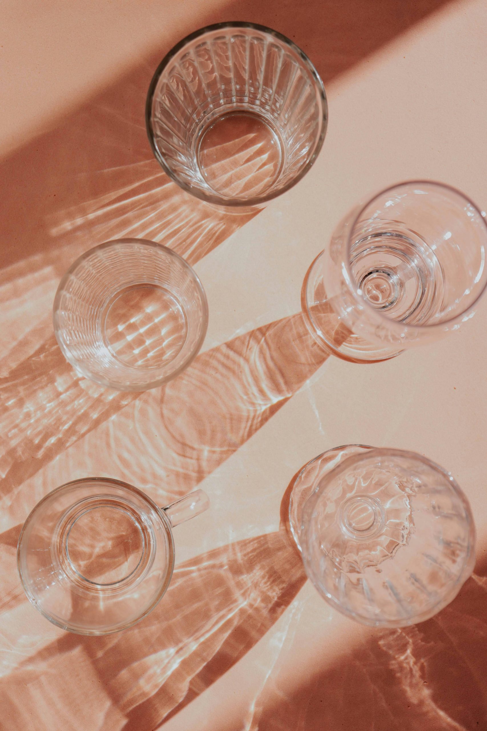 Glassware on a counter | Source: Pexels