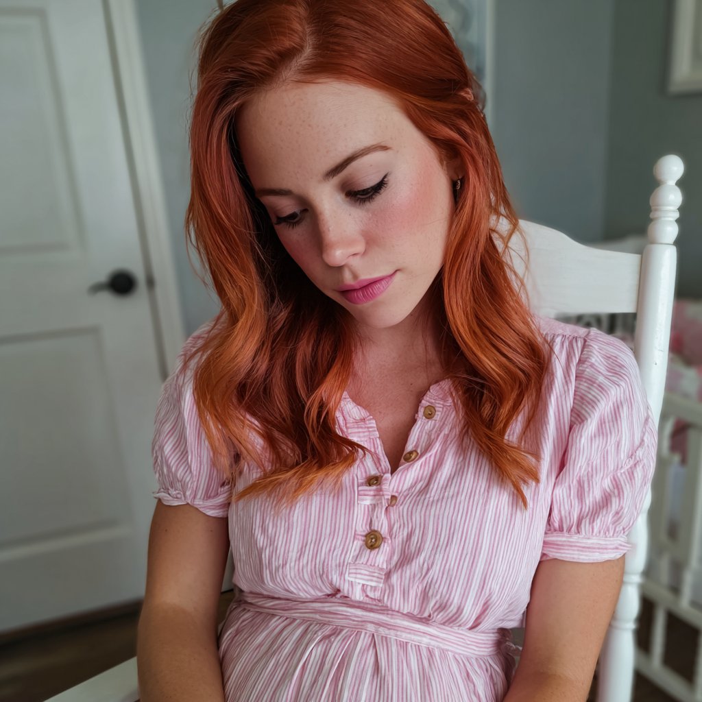A pregnant woman sitting in a nursery | Source: Midjourney