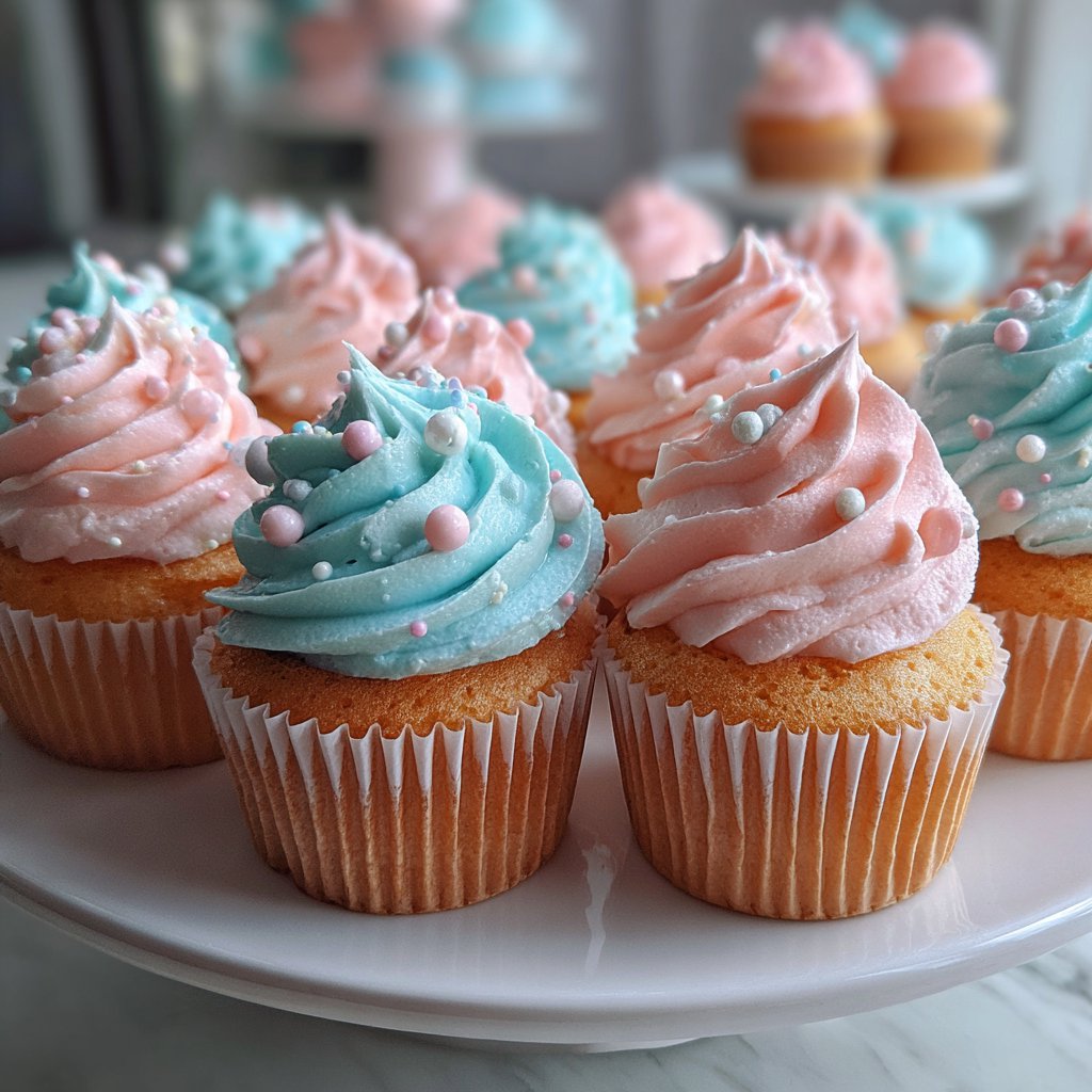 A platter of pastel cupcakes | Source: Midjourney