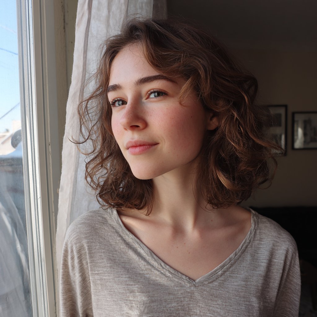 A woman standing by a window | Source: Midjourney