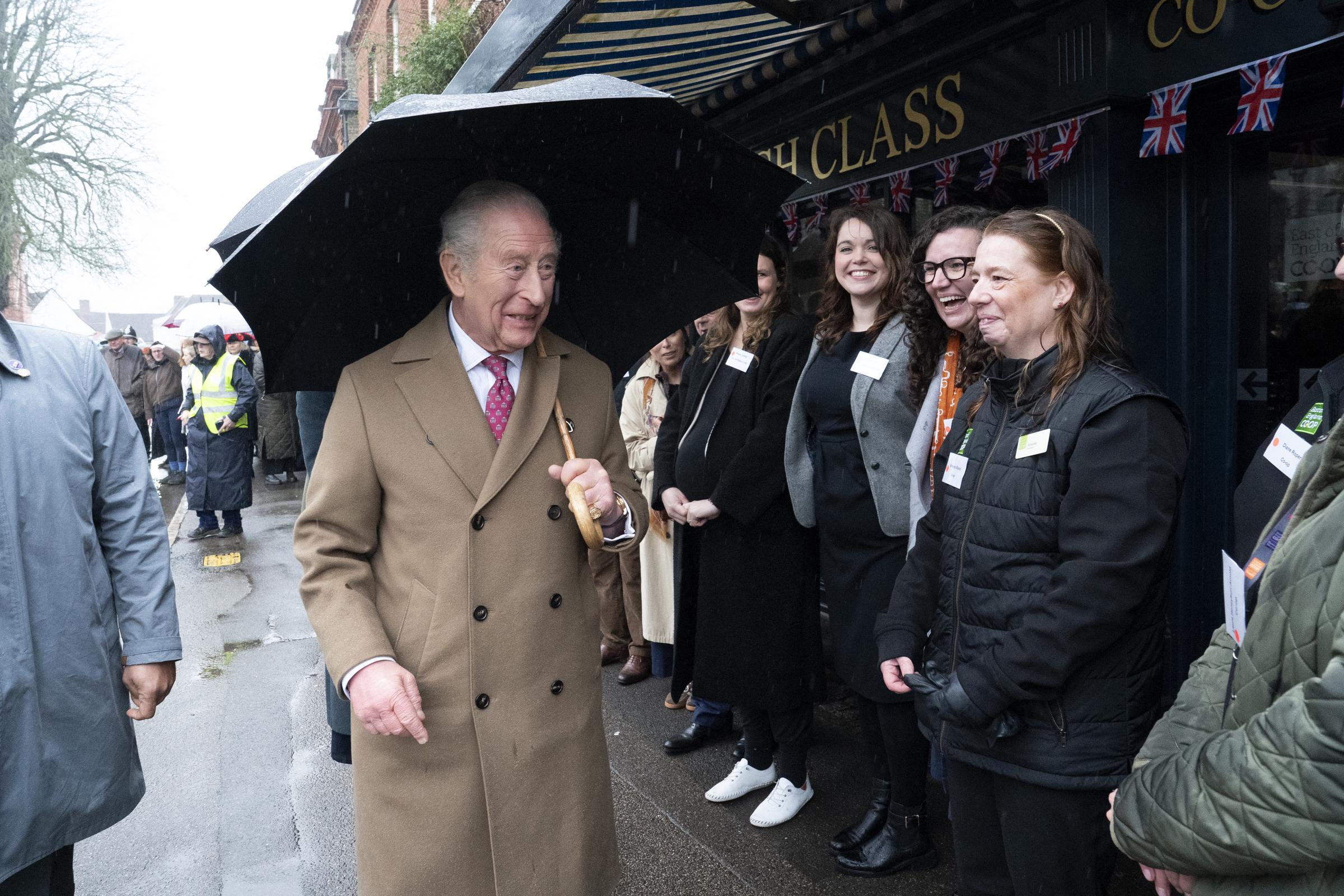 King Charles III meeting members of the community during a visit to Dedham, near the city of Colchester, eastern England, on February 5, 2026. | Source: Getty Images