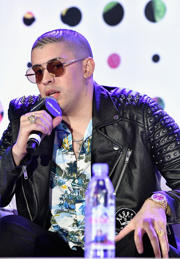 Bad Bunny speaks at the Billboard Latin Conference at Ritz Carlton South Beach, in Miami Florida  on April 26, 2017. | Source: Getty Images