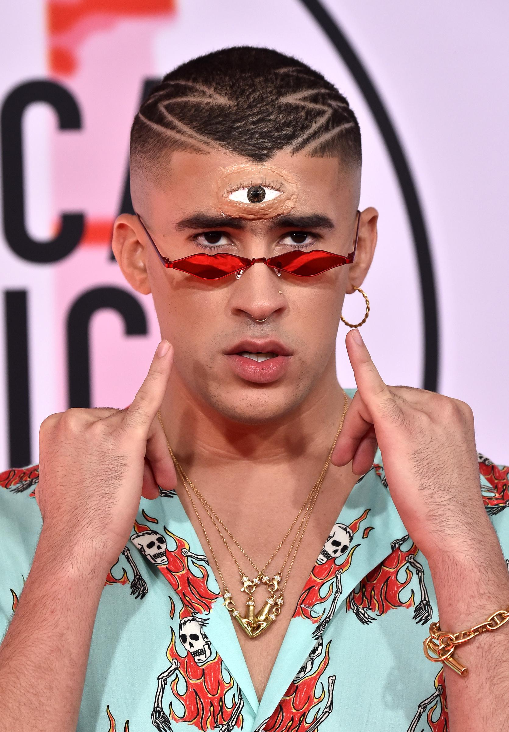 Bad Bunny attends the 2018 American Music Awards at Microsoft Theater in Los Angeles, California on October 9. | Source: Getty Images