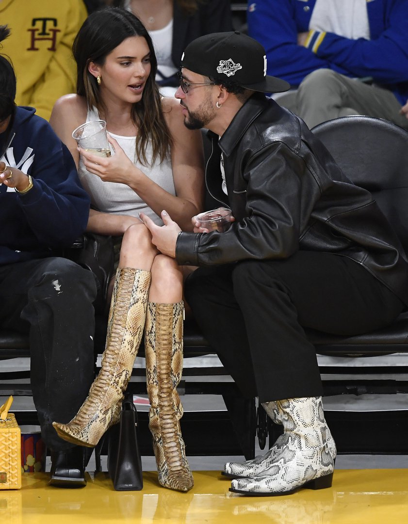 Kendall Jenner and Bad Bunny attend the Western Conference Semifinal Playoff game at Crypto.com Arena in Los Angeles, California on May 12, 2023. | Source: Getty Images