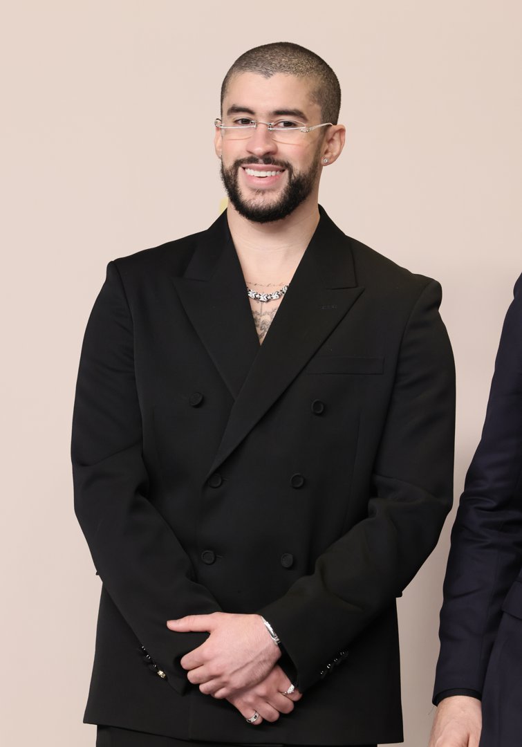 Bad Bunny poses in the press room during the 96th Annual Academy Awards at Ovation Hollywood in California on March 10, 2024. | Source: Getty Images