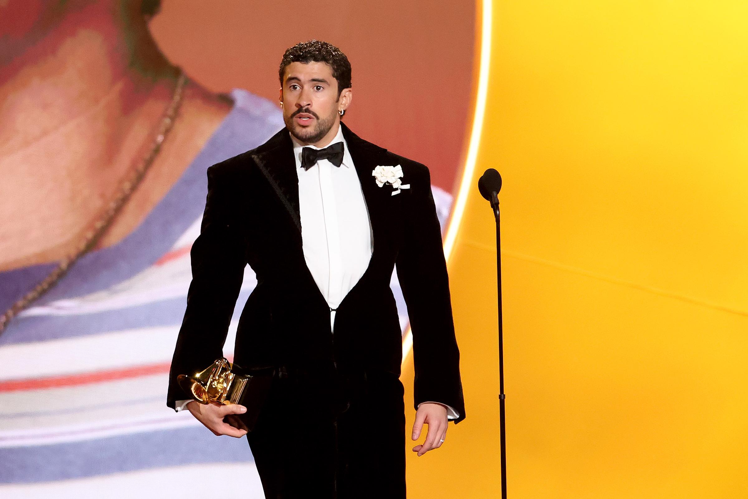 Bad Bunny accepts the Album of the Year award for 