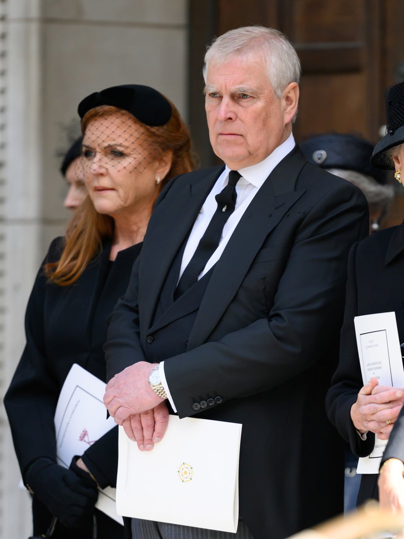 Sarah Ferguson and Andrew Mountbatten-Windsor attend the funeral of Katharine, Duchess of Kent at Westminster Cathedral on 16 September 2025 in London, England. | Source: Getty Images
