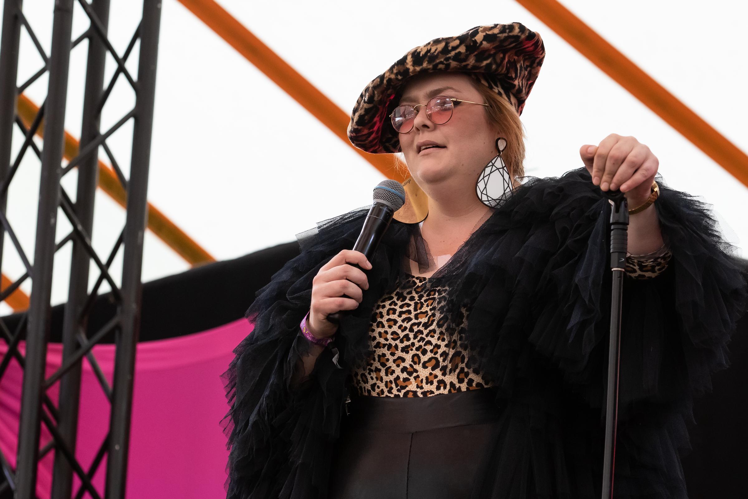 Jade Adams performs on the comedy stage during Latitude Festival 2019 at Henham Park on 19 July  in Southwold, England. | Source: Getty Images