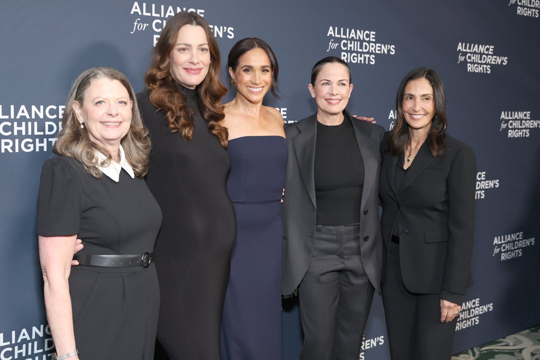 (L-R) Jennifer L. Braun, Kelly McKee Zajfen, Meghan Duchess of Sussex, Katherine Pope and Leslie Gilbert-Lurie attend The Alliance for Children's Rights 34th Annual Champions for Children at Beverly Wilshire, A Four Seasons Hotel on 19 March 2026 in Beverly Hills, California. | Source: Getty Images
