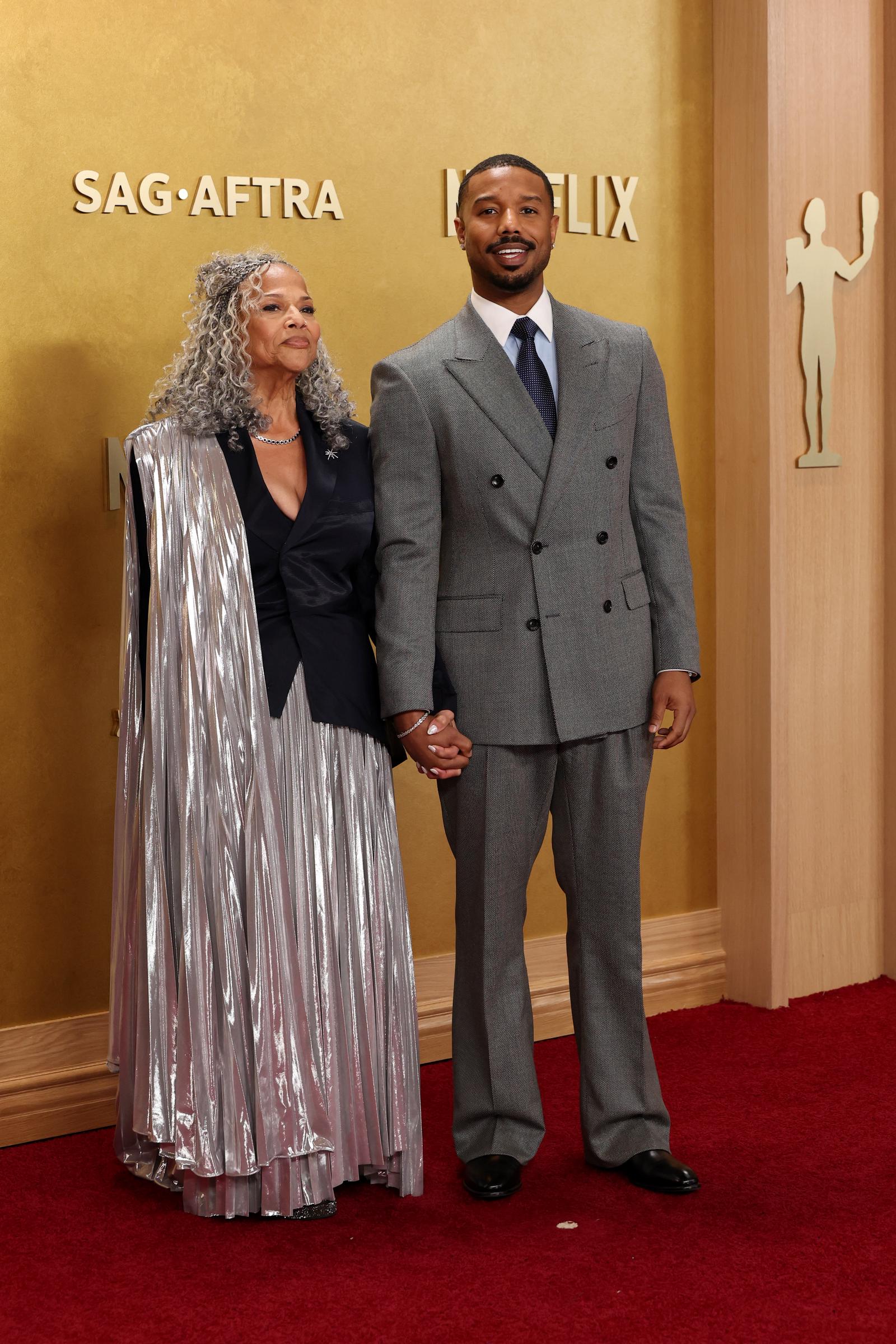 Michael B. Jordan and his mother, Donna Jordan, share a red carpet moment at the 32nd Annual Actor Awards | Source: Getty Images