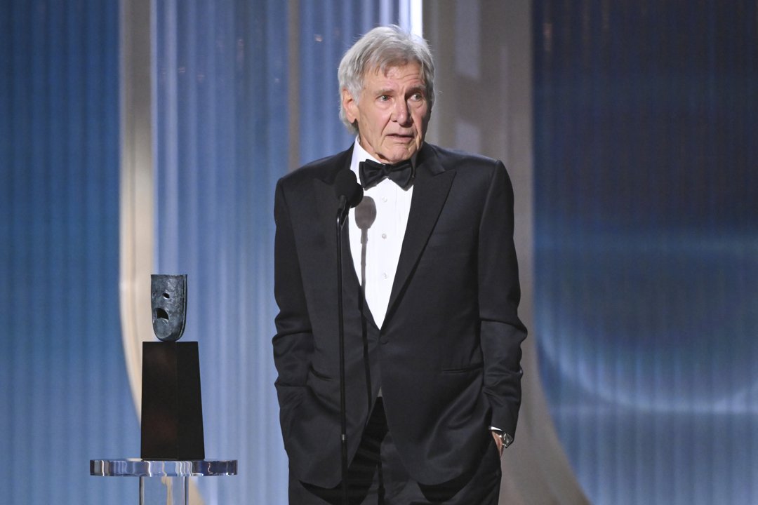 Harrison Ford accepts the award at the event held at Shrine Auditorium and Expo Hall in Los Angeles, California  on March 1, 2026. | Source: Getty Images