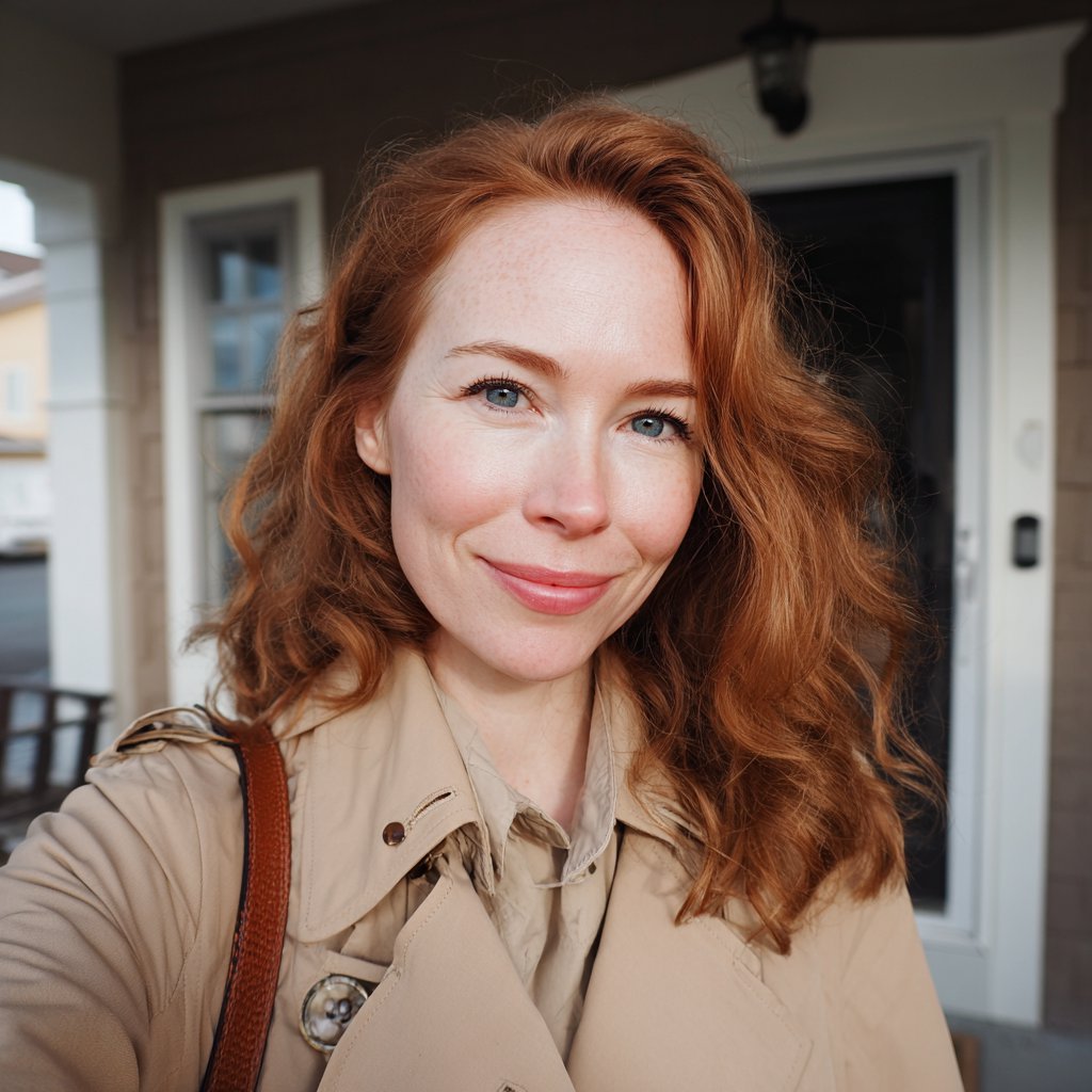 A woman standing on a porch | Source: Midjourney