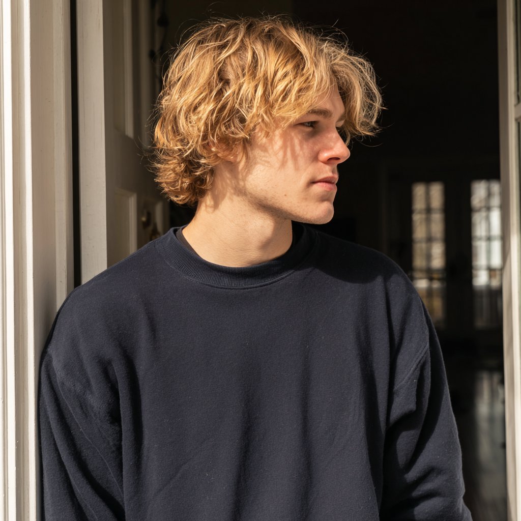 A young man standing by a door | Source: Midjourney