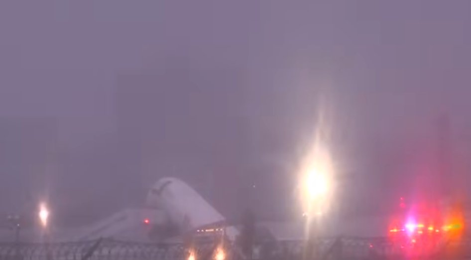 An Air Canada Express plane sits on the tarmac after colliding with a fire truck at LaGuardia Airport on March 23, 2026, in New York City. | Source: YouTube/KHOU 11