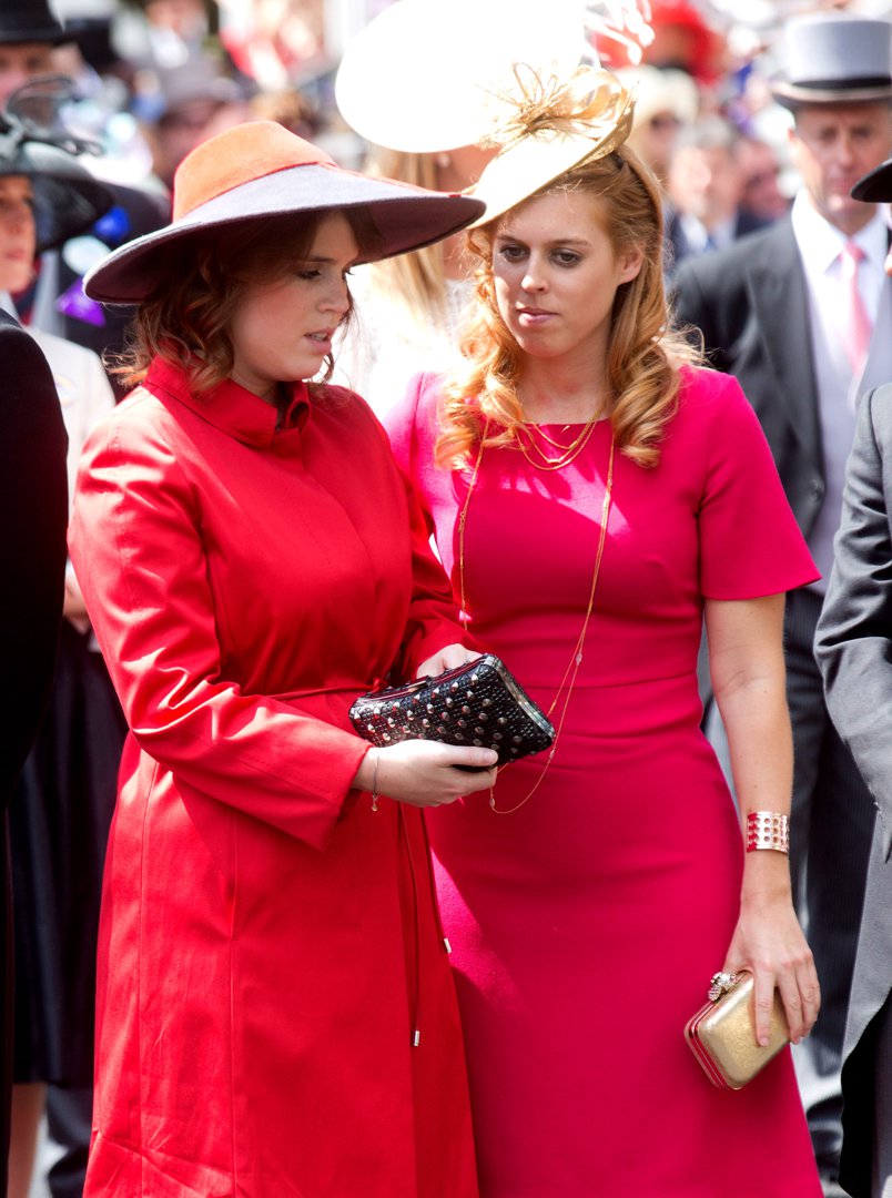 Princess Eugenie and Princess Beatrice on Day 5 of the Royal Ascot at Ascot Racecourse on June 21, 2014, in England. | Source: Getty Images