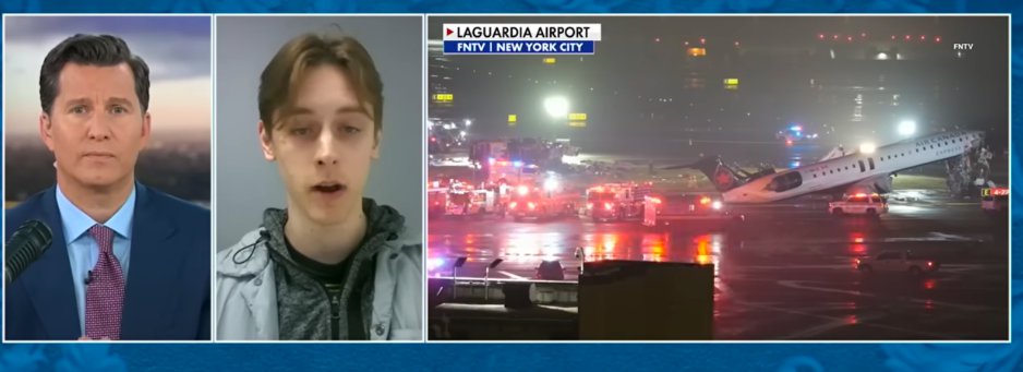 Jack Cabot recounting what he experienced when the Air Canada plane collision happened to a Fox News reporter, posted on March 23, 2026. | Source: YouTube/Fox News