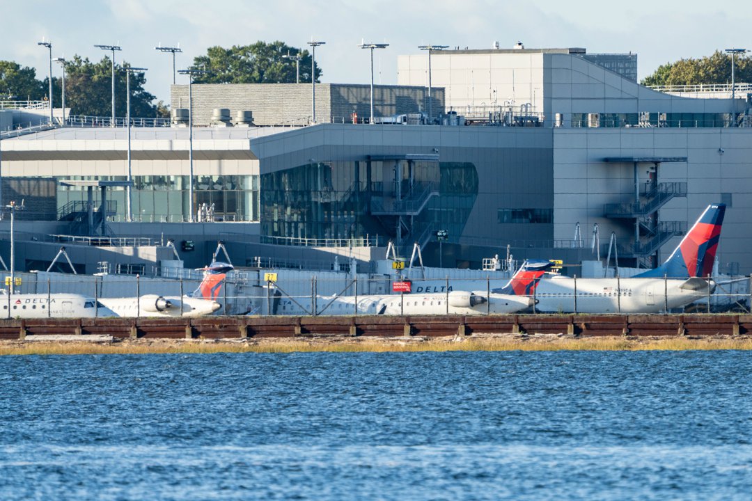 Delta Air Lines aircraft at LaGuardia Airport after two planes collided while taxiing in New York on October 2, 2025 | Source: Getty Images
