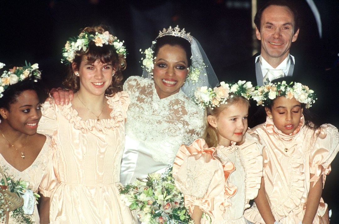 Diana Ross and Arne Naess during their wedding on February 1, 1986, in Romainmotier, Switzerland | Source: Getty Images