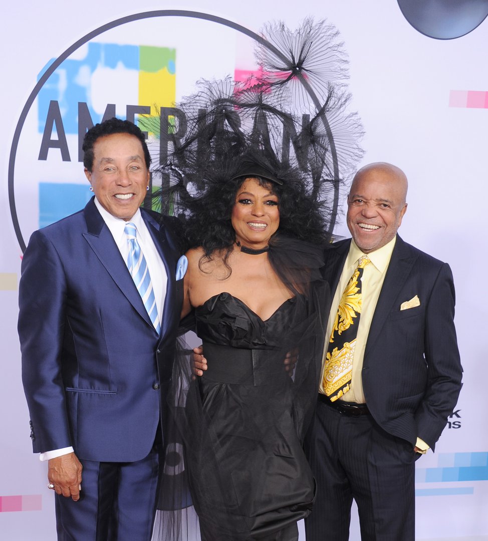 Smokey Robinson, Diana Ross, and Berry Gordy arrive at the American Music Awards at Microsoft Theater on November 19, 2017, in Los Angeles, California | Source: Getty Images